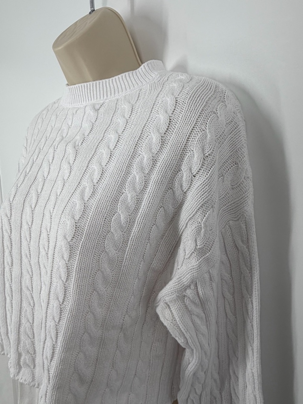 Aerie 100% Cotton Cable Knit Cropped Sweater M Preppy Coastal Beach Festival - Picture 4 of 10
